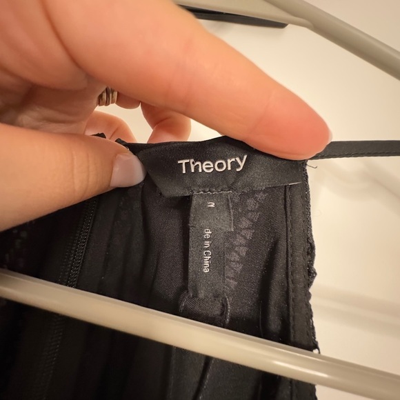 Theory Black Pleated Mesh Midi Dress NWT Size 2 | Elegant Evening Cocktail Dress - Picture 4 of 8